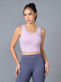 Technosport - Women Slim Fit Scoop Neck Sports Bra With Elastic Plus Workout Support Purple