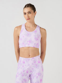 Technosport - Women Printed Sports Bra For Active & Gym Wear Yoga Purple