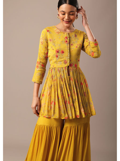 slim fit dress slacks Buy Mustard Yellow Anarkali Suit In Silk With Patola Print And Beads  Embroidered Patchwork Detailing Online