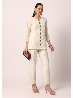 KALKI FASHION - White Pant With Kurta (Set of 2)