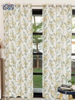 Urban Space - Cotton Window Curtains with Eyelets & Tieback Iris Blue (Pack of 2)