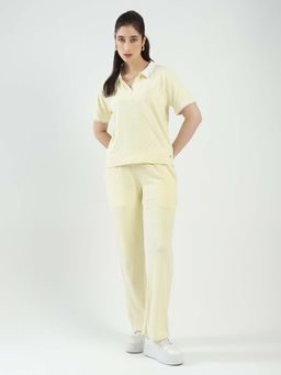 Monte Carlo - Women Self Design Yellow Collar Neck Co-Ord (Set of 2)