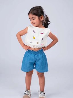 ZACH & KIKI - Girls Cream Around The World Crop Top