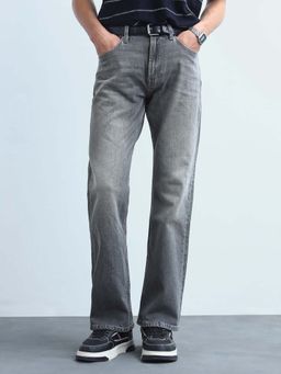 Flying Machine - Men Bruce Bootcut Fit Whiskered Laundered Black Jeans