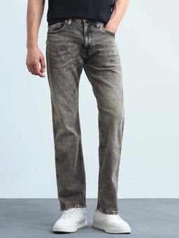 Flying Machine - Men Straight Fit Whiskered Laundered Black Jeans