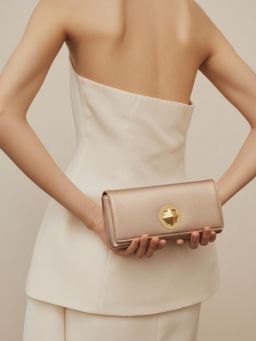 Inc.5 - Women Pink Textured Wallet With Detachable Strap