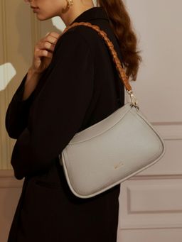 Inc.5 - Women Beige Textured Shoulder Bag With Detachable Strap
