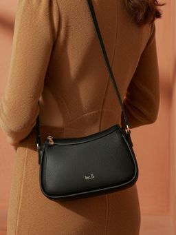 Inc.5 - Women Beige Textured Shoulder Bag With Detachable Strap