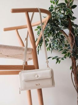 Inc.5 - Women Cream Textured Sling Bag