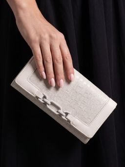 Inc.5 - Women Off White Textured Wallet