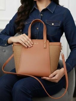 Inc.5 - Women Brown Textured Tote Bag With Detachable Strap