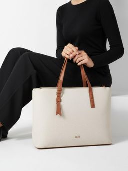 Inc.5 - Women White Textured Shoulder Bag With Detachable Strap