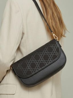 Inc.5 - Women Black Embroidered Shoulder Bag