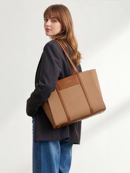 Accessorize London - Women's Brown Structured Tote Bag
