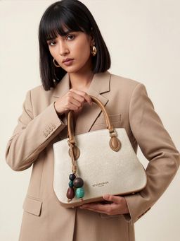 Accessorize London - Women's White Hopper Handheld Bag With Detachable Strap