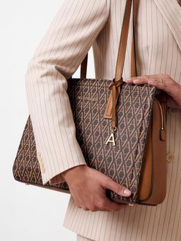 Accessorize London - Women's Brown Monogram Shoulder Bag