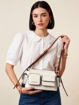 Accessorize London - Women's White Fezco Sling Bag