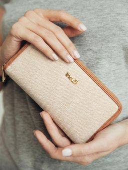 Inc.5 - Women Cream Textured Bi-Folds Wallet