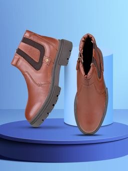 EZOK - Brown Leather Casual Boots for Men