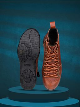 EZOK - Tan Leather Casual Boots for Men