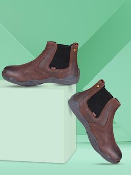 EZOK - Brown Leather Chelsea Boots for Men