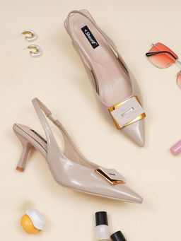 Sherrif Shoes - Women Beige Solid Casual Mule Heels