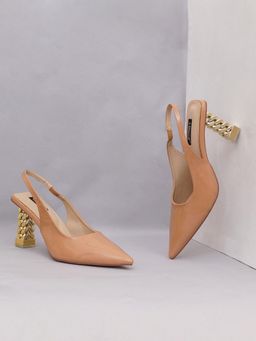 Sherrif Shoes - Women Tan Solid Casual Mule Heels