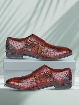 EZOK - Leather Tan Monk Straps for Men