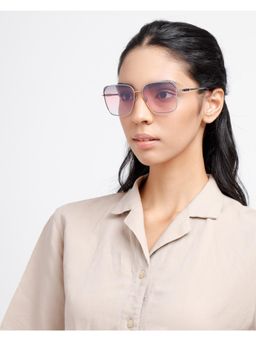 Opium Eyewear - Womens Purple Polycarbonate Lenses Silver Frame Square Sunglasses