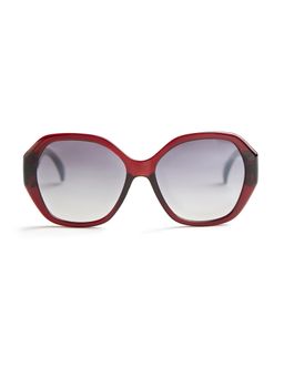 Opium Eyewear - Womens Blue Polycarbonate Lenses Maroon Frame Butterfly Sunglasses