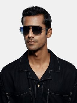 Opium Eyewear - Mens Purple Tac Lenses Gunmetal Frame Navigator Sunglasses