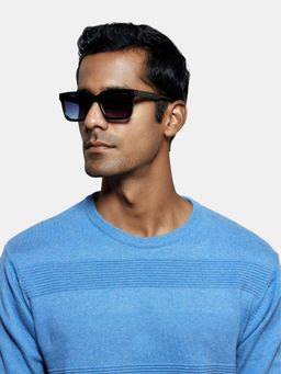 Opium Eyewear - Mens Grey Polycarbonate Lenses Green Frame Rectangle Sunglasses