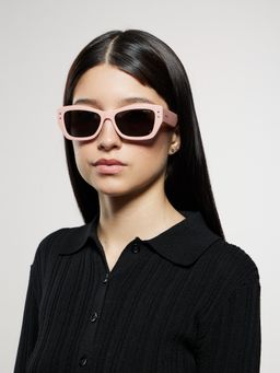 Opium Eyewear - Womens Grey Polycarbonate Lenses Orange Frame Cat Eye Sunglasses