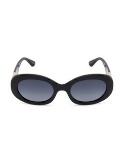 Opium Eyewear - Womens Grey Polycarbonate Lenses Black Frame Oval Sunglasses