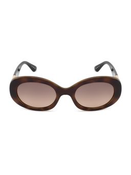 Opium Eyewear - Womens Brown Polycarbonate Lenses Brown Frame Oval Sunglasses