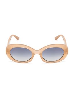 Opium Eyewear - Womens Blue Polycarbonate Lenses Brown Frame Oval Sunglasses