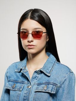 Opium Eyewear - Womens Brown Polycarbonate Lenses Black Frame Cat Eye Sunglasses