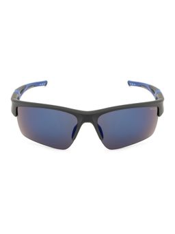 Opium Eyewear - Mens Blue Polycarbonate Lenses Black Frame Sheild Sunglasses