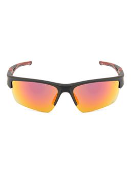 Opium Eyewear - Mens Red Polycarbonate Lenses Black Frame Rectangle Sunglasses