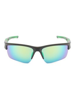 Opium Eyewear - Mens Blue Polycarbonate Lenses Black Frame Sheild Sunglasses