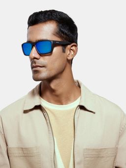 Opium Eyewear - Mens Blue Tac Lenses Black Frame Square Sunglasses