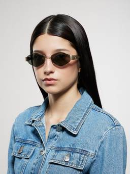 Opium Eyewear - Unisex Green Tac Lenses Gold Frame Hexa Sunglasses