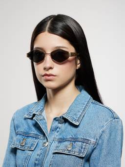 Opium Eyewear - Unisex Grey Tac Lenses Gold Frame Hexa Sunglasses