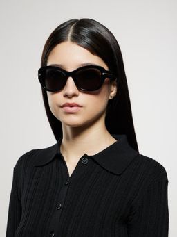 Opium Eyewear - Womens Grey Polycarbonate Lenses Blue Frame Butterfly Sunglasses