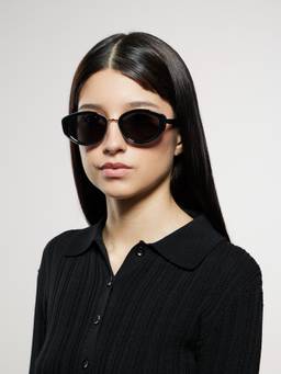 Opium Eyewear - Womens Grey Tac Lenses Black Frame Cat Eye Sunglasses