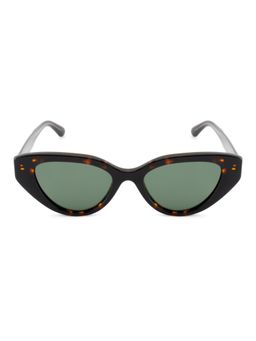 Opium Eyewear - Womens Green Tac Lenses Brown Frame Cat Eye Sunglasses