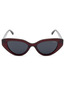 Opium Eyewear - Womens Grey Tac Lenses Maroon Frame Cat Eye Sunglasses