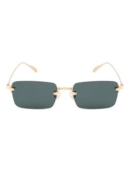 Opium Eyewear - Unisex Grey Polycarbonate Lenses Gold Frame Rectangle Sunglasses