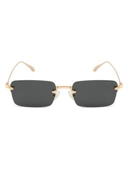 Opium Eyewear - Unisex Grey Polycarbonate Lenses Gold Frame Rectangle Sunglasses