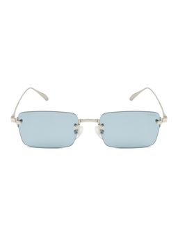Opium Eyewear - Unisex Blue Polycarbonate Lenses Silver Frame Rectangle Sunglasses